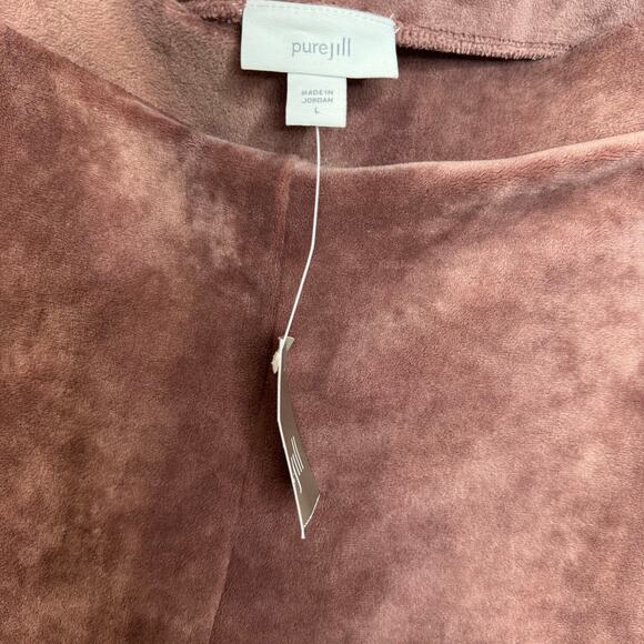 J Jill Pure Crushed Velvet Velour Full Wide Leg Pull On Pant Rose Taupe Soft L - Picture 5 of 10